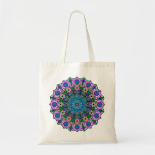 Mandala 12 Teal Rose Pink Orange - Tote Bag