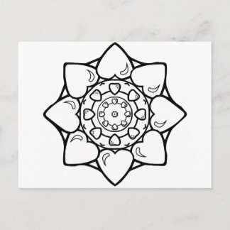 Mandala 36 hearts postcard
