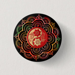 Mandala 6 3 cm round badge