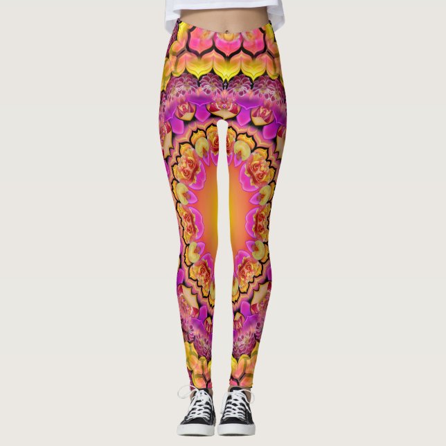 Mandala - A Bed of Roses Tiled Leggings (Front)