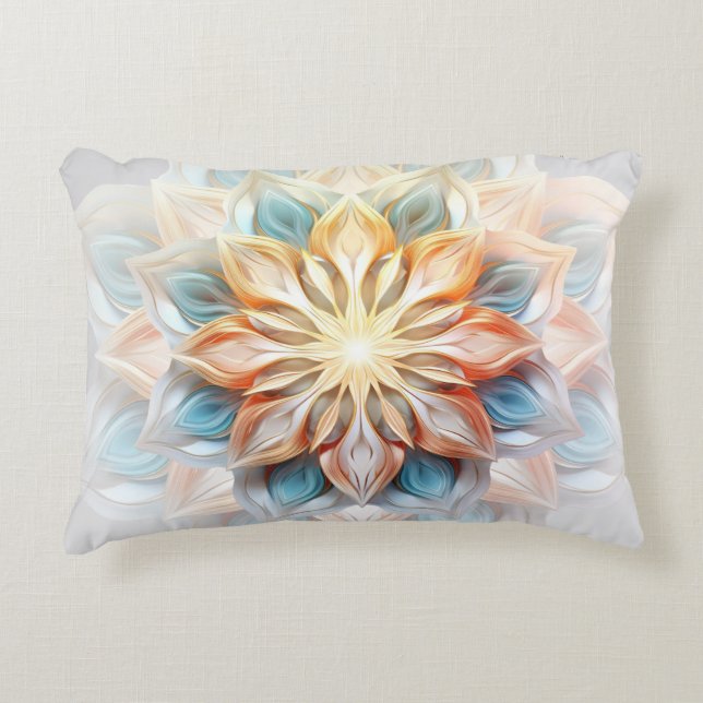 Mandala Abstract 3D Design in Warm Colours Decorative Cushion (Front)