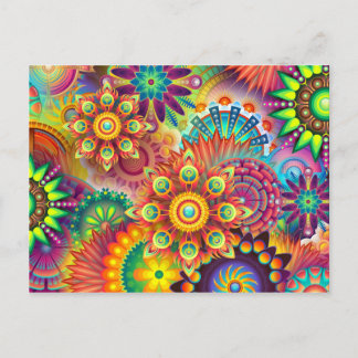 Mandala Abstract Spiritual Psychedelic Trippy Postcard
