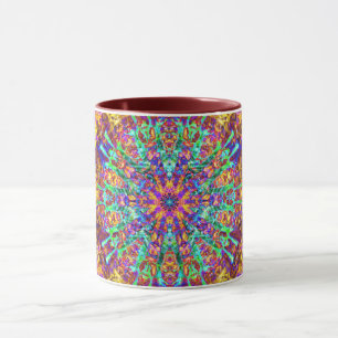 Mandala Abstract Splash Fractal Retro Hippie Mug