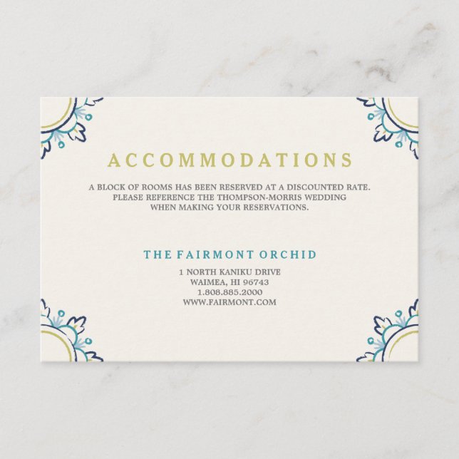 Mandala Accommodations Card - Teal (Front)
