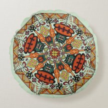 Mandala Adinkra Floor Pillow Cushion - Lt Green