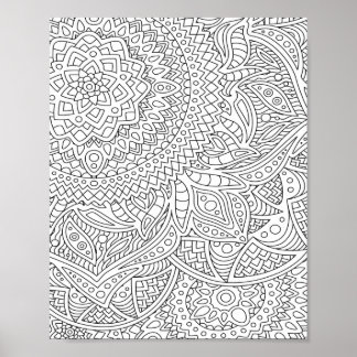  Mandala Adult Colouring Poster