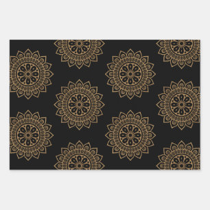 Mandala and flower wrapping paper sheet