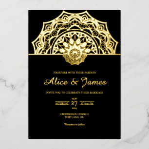 Mandala Arch Crown Elegant Black Gold Foil Wedding