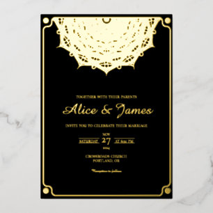 Mandala Arch Frame Elegant Black Gold Foil Wedding