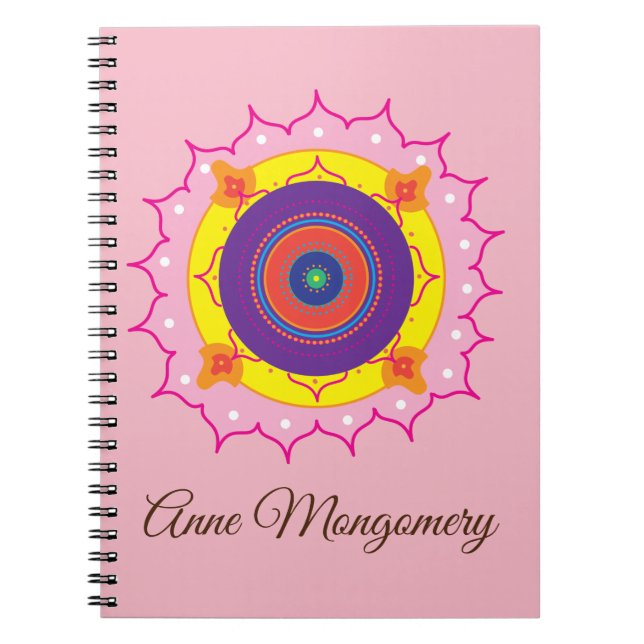 Mandala Art , Custom Name  Spiral  Notebook (Front)