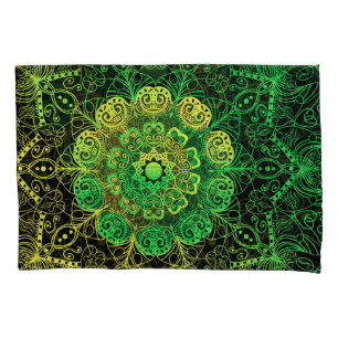 Mandala Art: Green Yellow Detail. Pillowcase