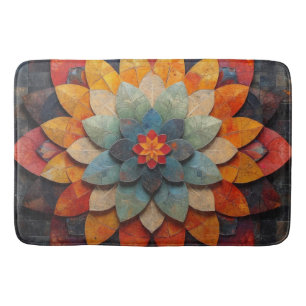 Mandala Art Textured Flower Bath Mat