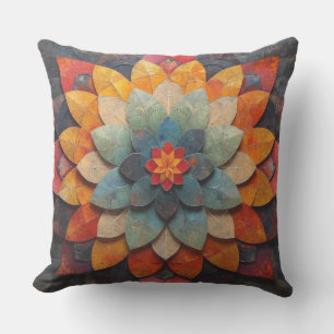 Mandala Art Textured Flower Cushion