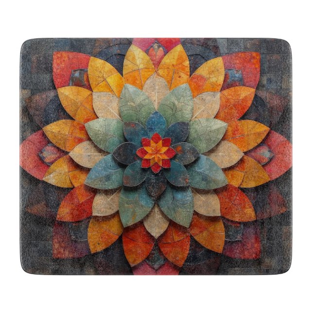 Mandala Art Textured Flower Cutting Board (Front)