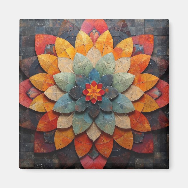 Mandala Art Textured Flower Magnet (Front)