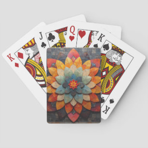 Mandala Art Textured Flower Playing Cards