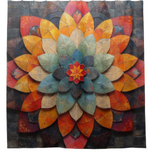 Mandala Art Textured Flower Shower Curtain