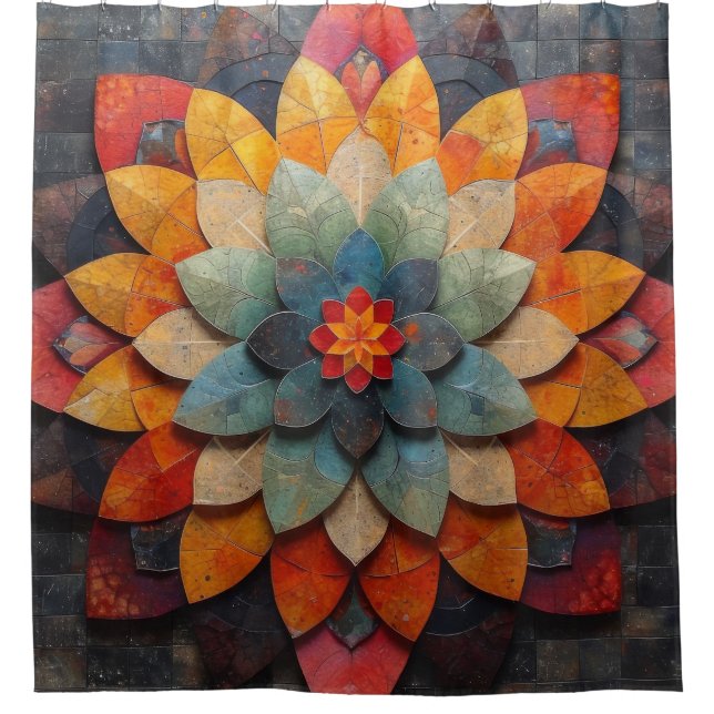 Mandala Art Textured Flower Shower Curtain (Front)