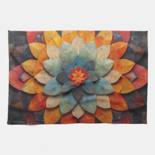 Mandala Art Textured Flower Tea Towel