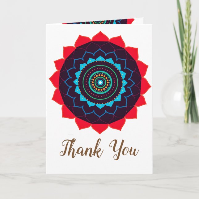 Mandala Art  Thank You Wedding Card (Front)