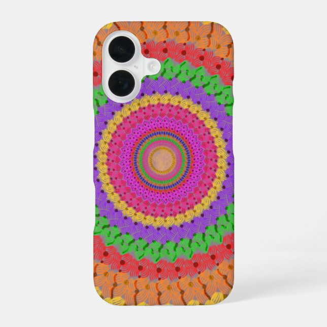 Mandala Ball yellow crochet style -  iPhone 16 Case (Back)