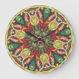 Mandala Bandanna: Vintage Seamless Design. Large Clock