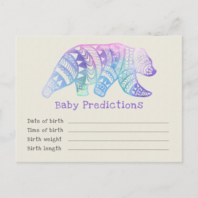 Mandala Bear Baby Shower Predictions and Advice Postcard (Front)