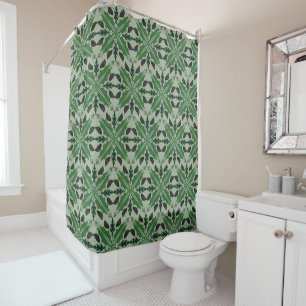Mandala Begonia Floral Greenery Botanical Shower Curtain