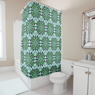 Mandala Begonia Floral Greenery Botanical Shower Curtain