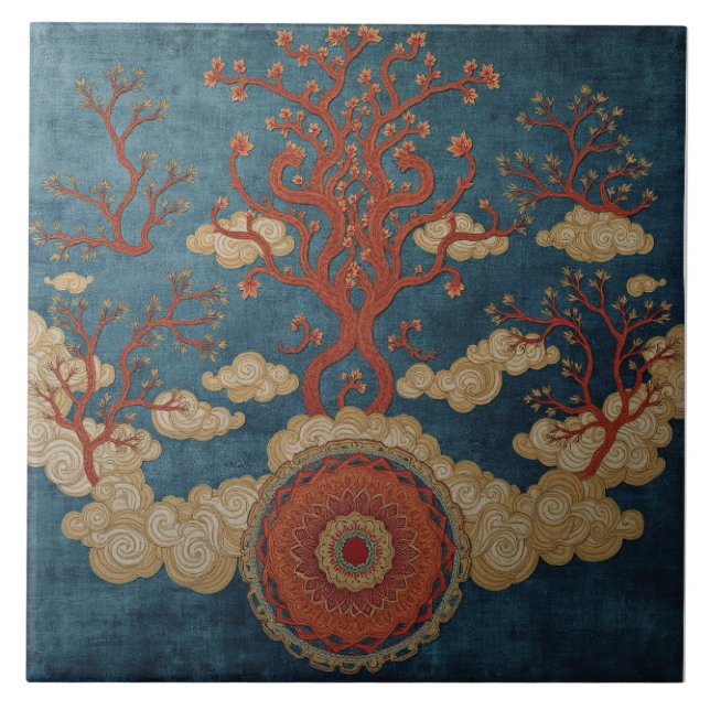 Mandala Beneath the Cloud Trees Tile (Front)