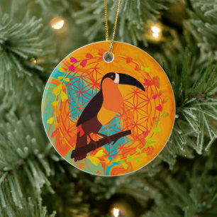 Mandala bird ceramic tree decoration