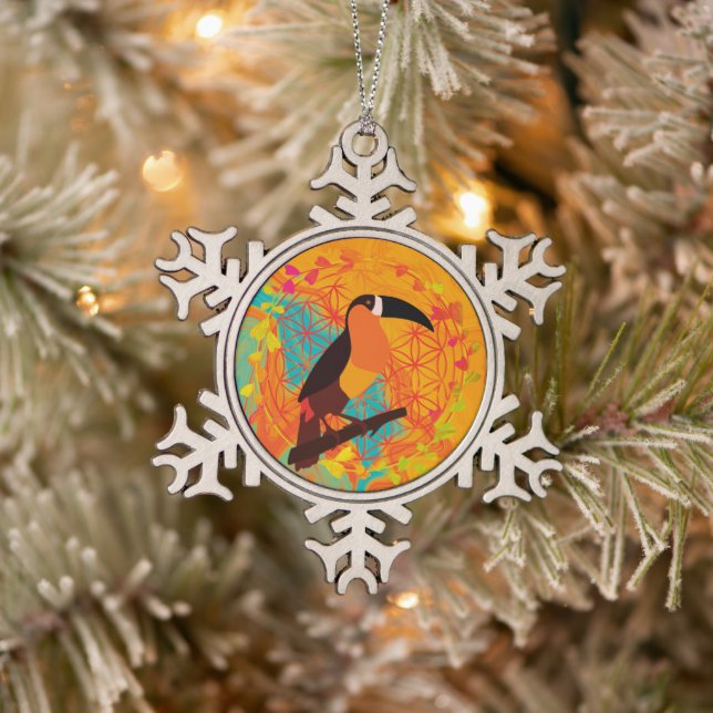 Mandala bird snowflake pewter christmas ornament (Tree)
