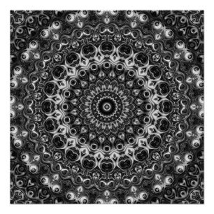 Mandala Black and White Wild Medallion Design Poster