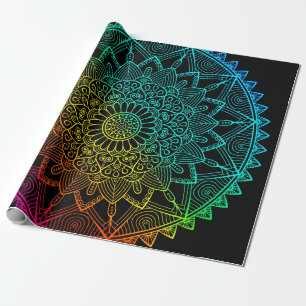 Mandala Black Rainbow Wrapping Paper