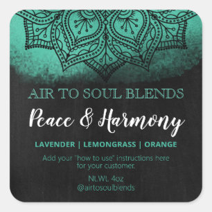Mandala Black Teal Chalkboard Texture Blend Labels