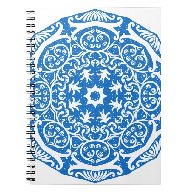 mandala-blue-esc.png spiral notebook (Front)