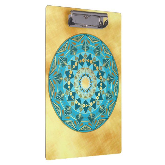 Mandala blue gold on Soft Gold Background Clipboard (Right)