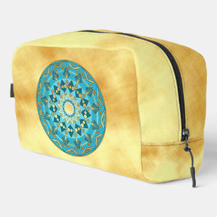 Mandala blue gold on Soft Gold Background Dopp Kit