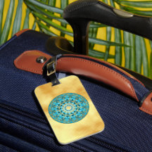 Mandala blue gold on Soft Gold Background