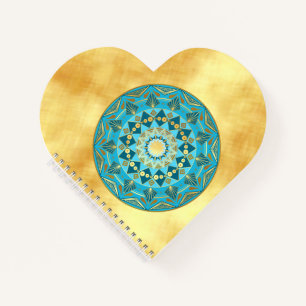 Mandala blue gold on Soft Gold Background Notebook