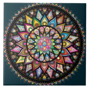 Mandala Bohemian myriad of colors Tile