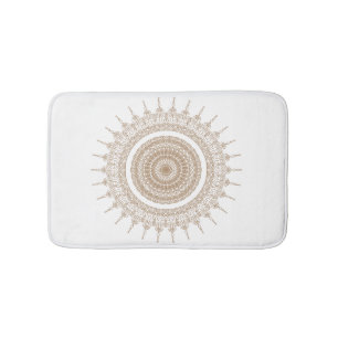Mandala Bohemian White Boho Bath Mat