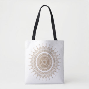 Mandala Bohemian White Boho Tote Bag