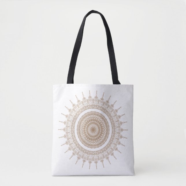 Mandala Bohemian White Boho Tote Bag (Front)