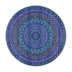 Mandala Boho Blue Teal Purple Peacock Gold Magic Cutting Board