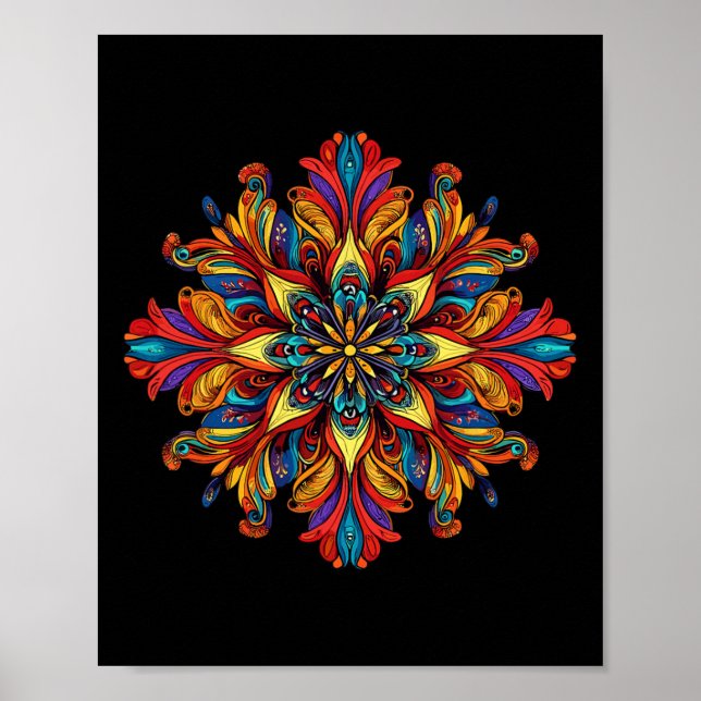 Mandala Boho Sacred Geometry Color Burst  Poster (Front)