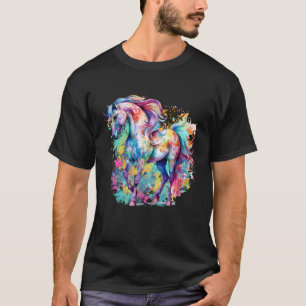Mandala Bright Coloured Arabian Horse Flowing Fant T-Shirt