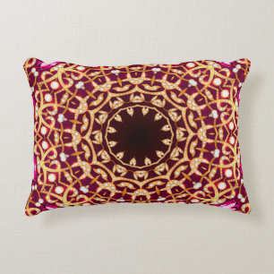 Mandala brooch, geometric vintage background. decorative cushion