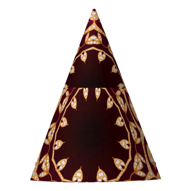 Mandala brooch, geometric vintage background. party hat (Front)