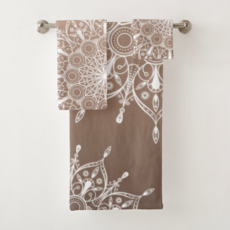 Mandala brown bath towel set